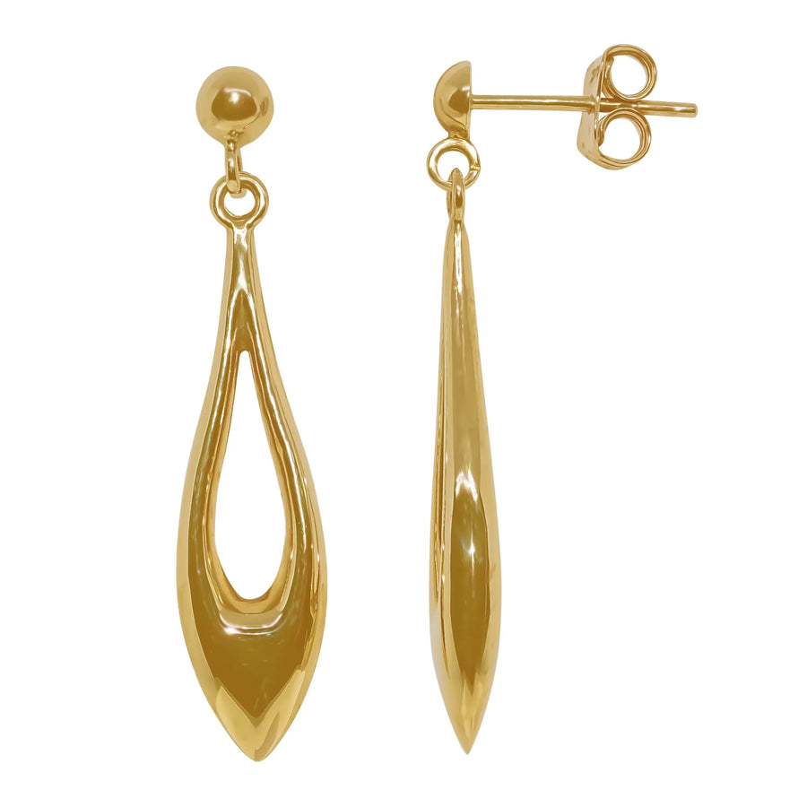 9ct Yellow Gold Open Teardrop Drop Earrings