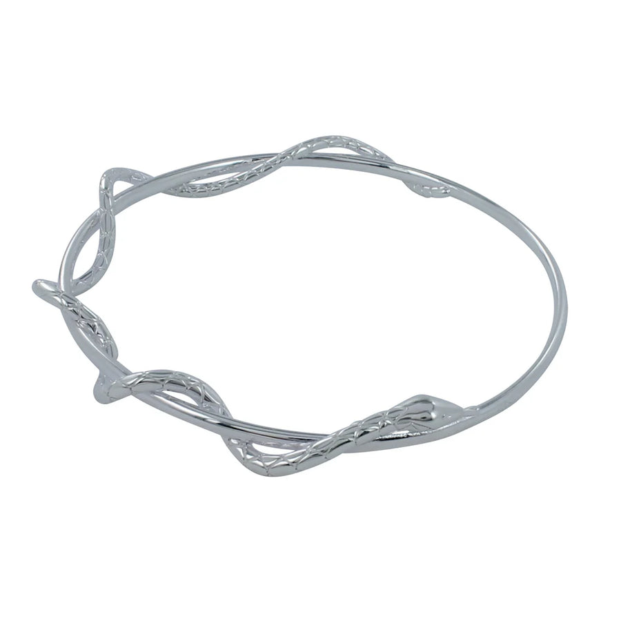 Sterling Silver Twisted Snake Full Bangle