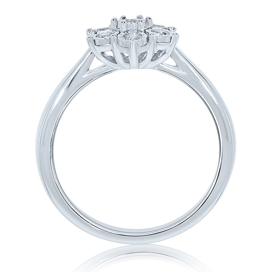 9ct White Gold Illusion Set Diamond Cluster Ring