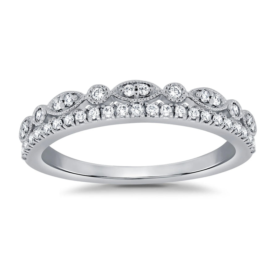 9ct White Gold 0.25ct Diamond Two Row Eternity Style Ring