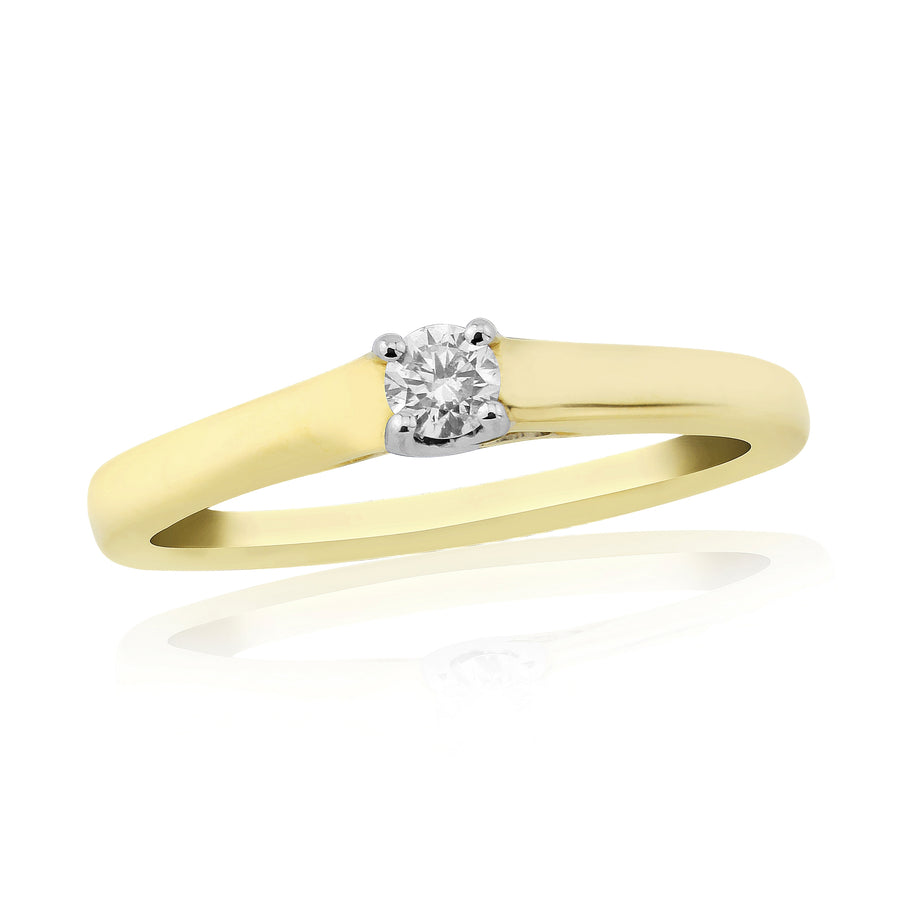 9ct Yellow Gold 0.10ct Diamond Solitaire Engagement Ring
