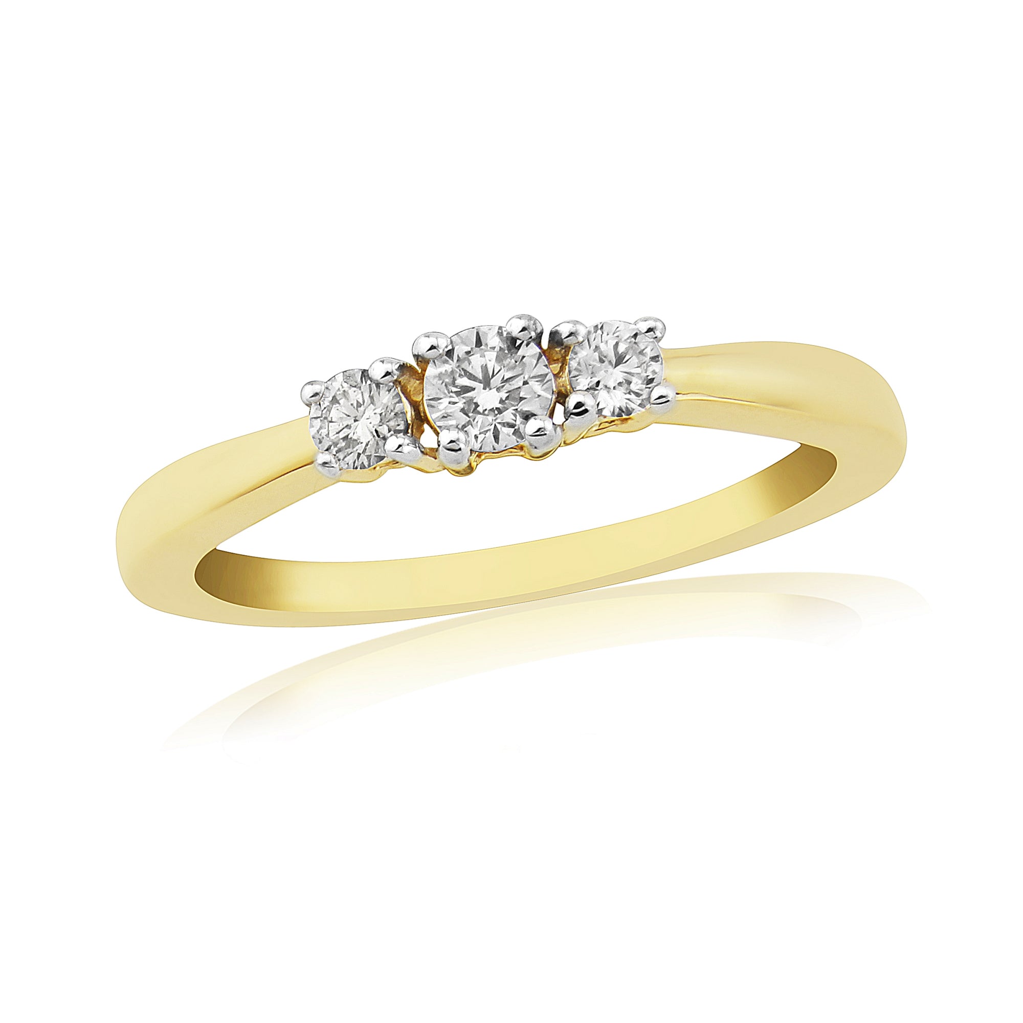 9ct Yellow Gold 0.25ct Diamond Trilogy Ring – Bensons of Ludlow