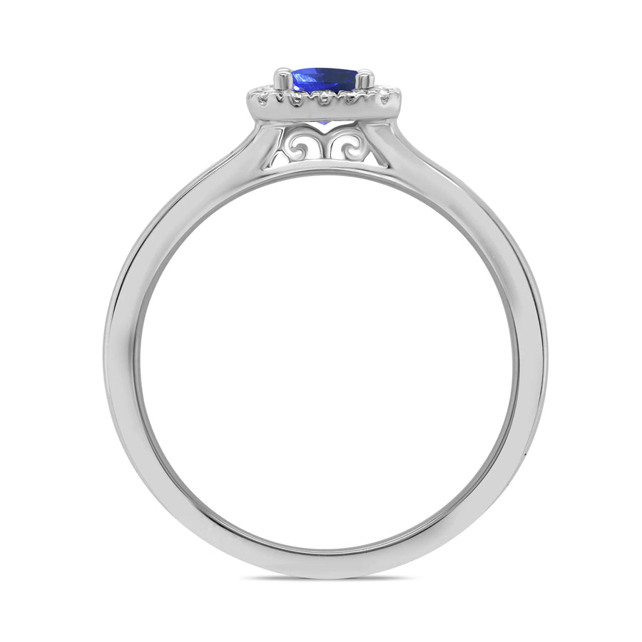 9ct White Gold Tanzanite & Diamond Cluster Ring