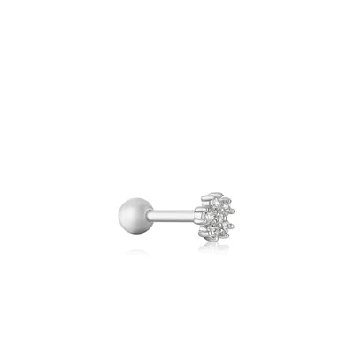 Ania Haie Sterling Silver CZ Flower Single Barbell Earring