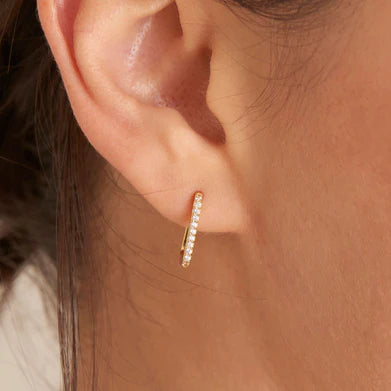 Ania Haie Gold Plated Oval CZ Set Hoop Earrings