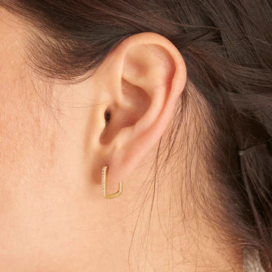 Ania Haie Gold Plated Oval CZ Set Hoop Earrings