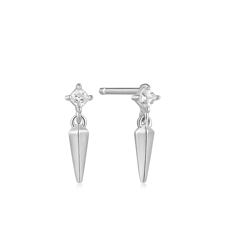 Ania Haie Sterling Silver CZ Spike Mini Drop Earrings