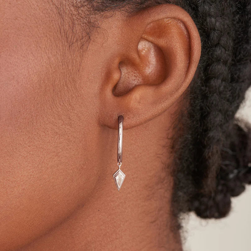 Ania Haie Sterling Silver CZ Point Hoop Drop Earrings