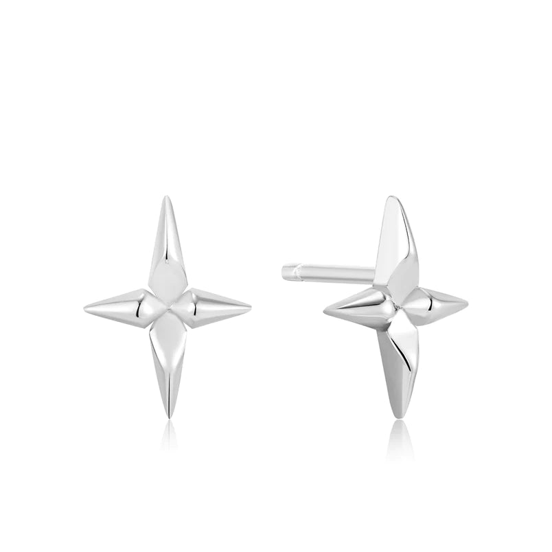 Ania Haie Sterling Silver Cross Spike Stud Earrings