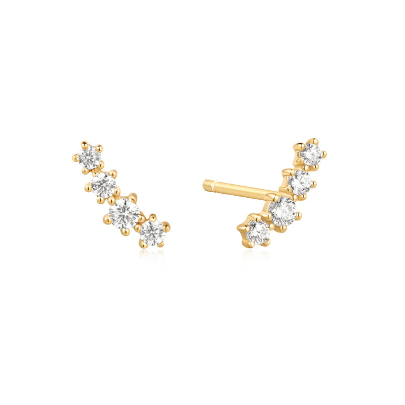 Ania Haie Gold Plated CZ Climber Stud Earrings