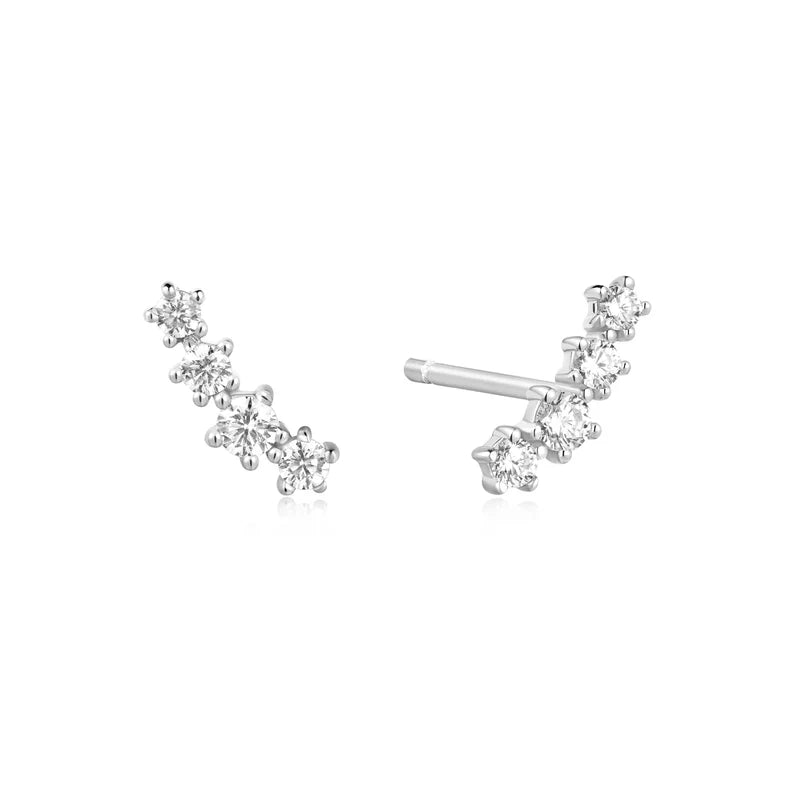 Ania Haie Sterling Silver CZ Climber Stud Earrings
