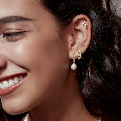 Ania Haie Gold Plated CZ Climber Double Barbell Earrings