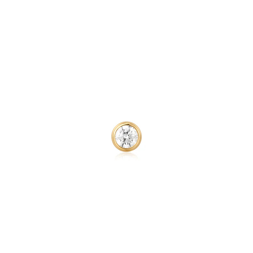Ania Haie Gold Plated 5mm Round CZ Single Barbell Earrings