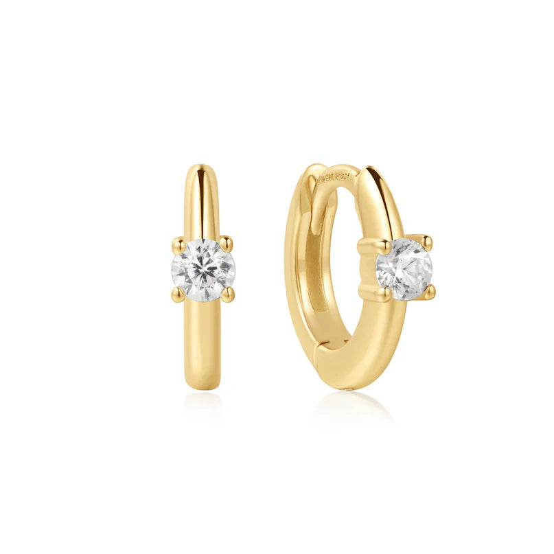 Ania Haie Gold Plated CZ Set 6.5mm Huggie Hoop Earrings