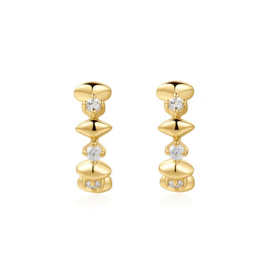 Ania Haie Gold Plated CZ & Marquise Shape Huggie Hoop Earrings