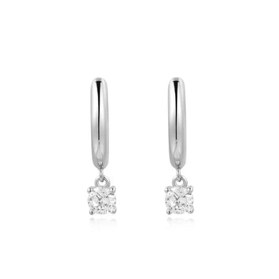 Ania Haie Sterling Silver CZ Drop Huggie Hoop Earrings