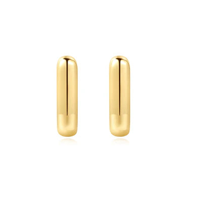 Ania Haie Gold Plated 13.5mm Rectangular Domed Hoop Earrings