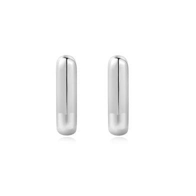 Ania Haie Sterling Silver 13.5mm Rectangular Domed Hoop Earrings