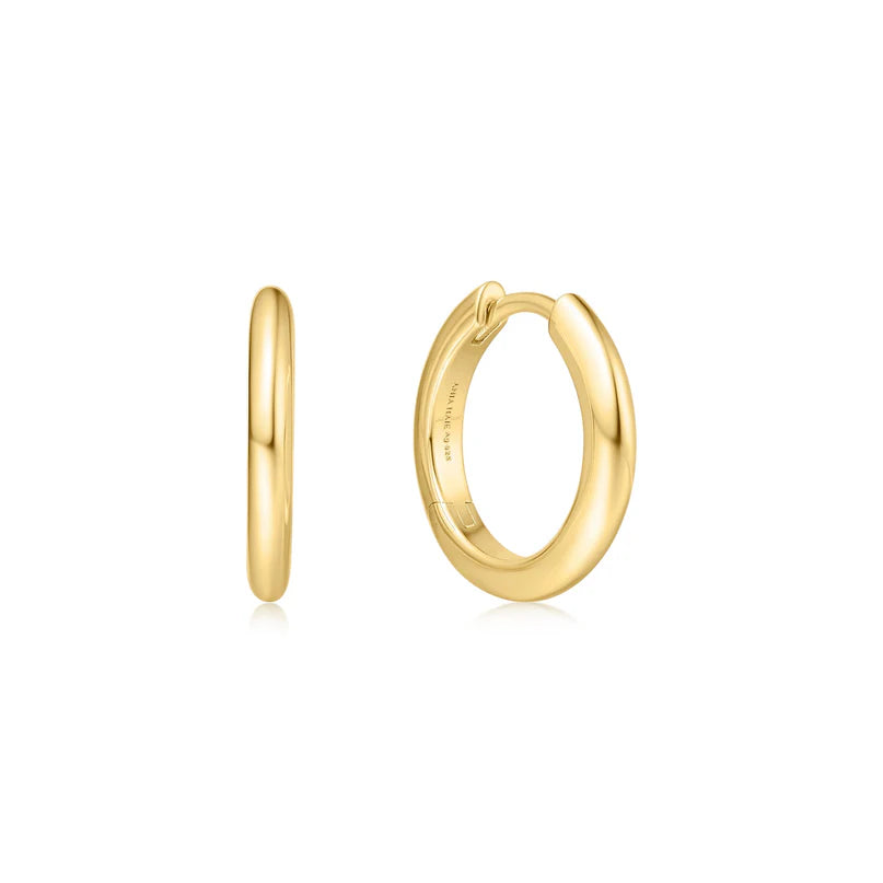 Ania Haie Gold Plated 12mm Round Tube Hoop Earrings