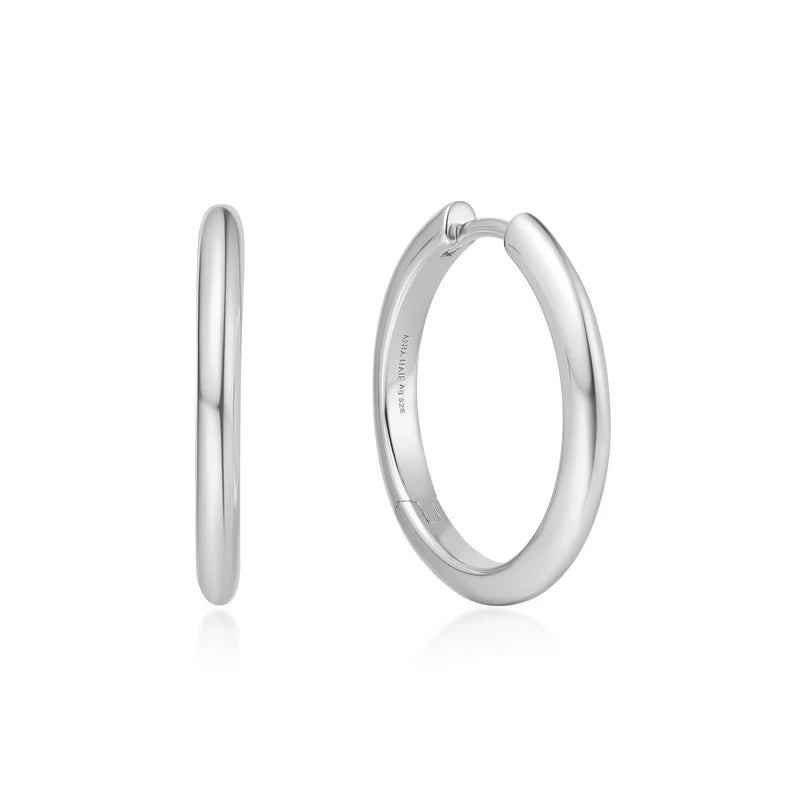 Ania Haie Sterling Silver 16mm Round Tube Hoop Earrings