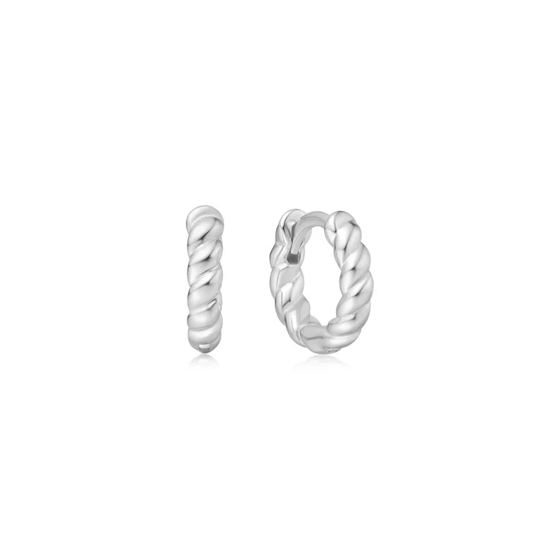 Ania Haie Sterling Silver Twisted Huggie Hoop Earrings