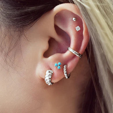 Ania Haie Sterling Silver Twisted Huggie Hoop Earrings