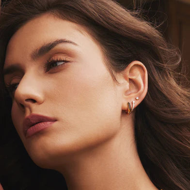 Ania Haie Gold Plated CZ Pave Huggie Hoop Earrings