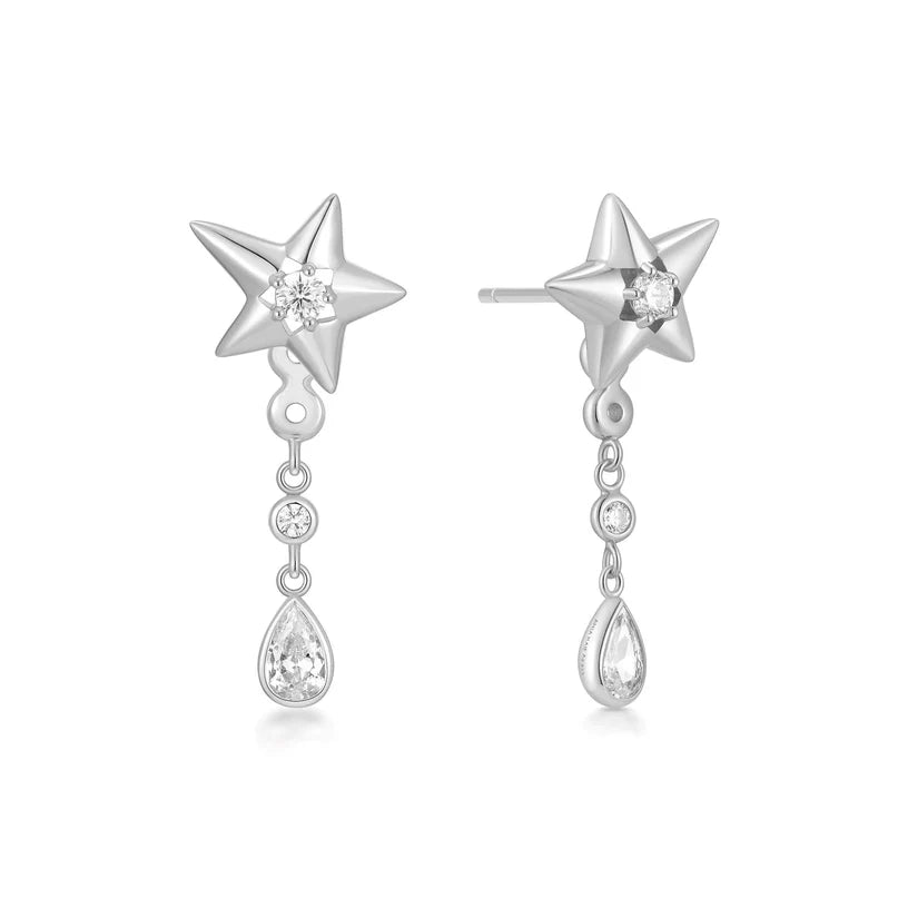 Ania Haie Sterling Silver CZ Star & Removeable Drop Stud Earrings