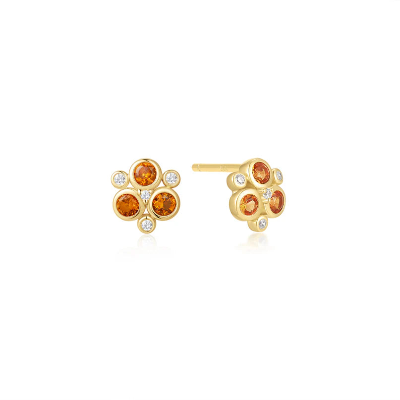 Ania Haie Gold Plated Orange CZ Bubble Stud Earrings