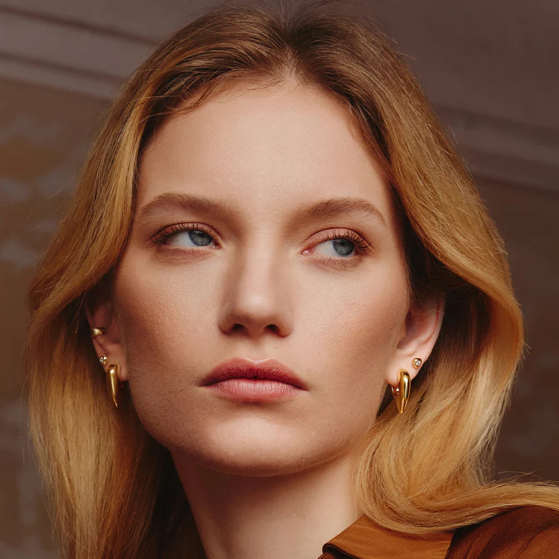 Ania Haie Gold Plated Angular Tigers Eye Hoop Earrings