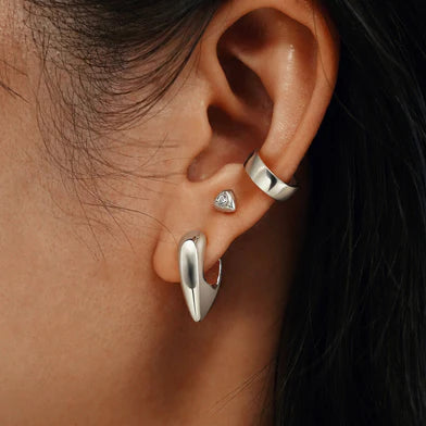 Ania Haie Sterling Silver Small CZ Shield Stud Earrings