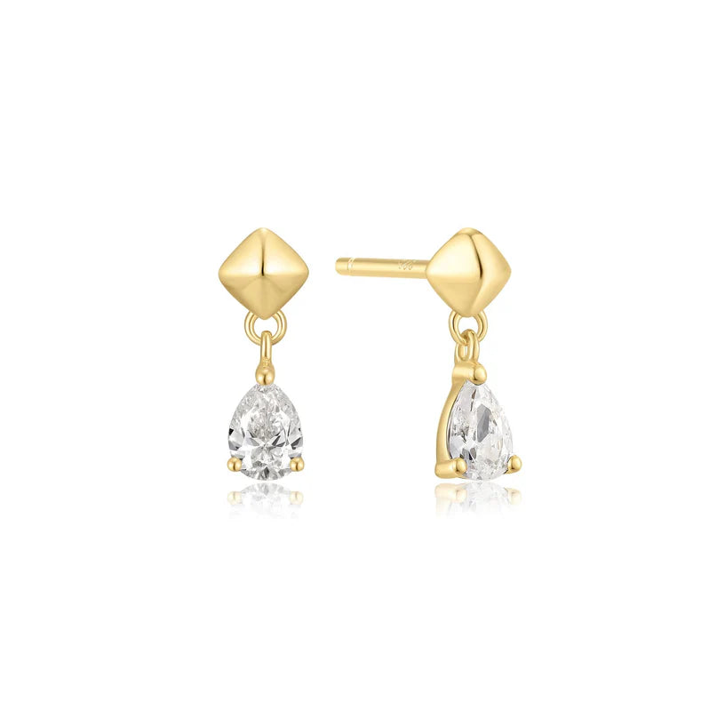 Ania Haie Gold Plated Teardrop CZ Mini Drop Earrings