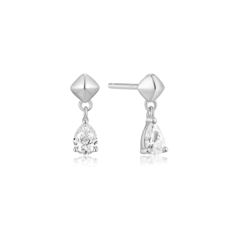Ania Haie Sterling Silver Teardrop CZ Mini Drop Earrings