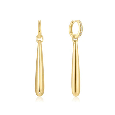 Ania Haie Gold Plated CZ Hoop & Long Droplet Earrings