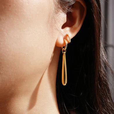 Ania Haie Gold Plated CZ Hoop & Long Droplet Earrings