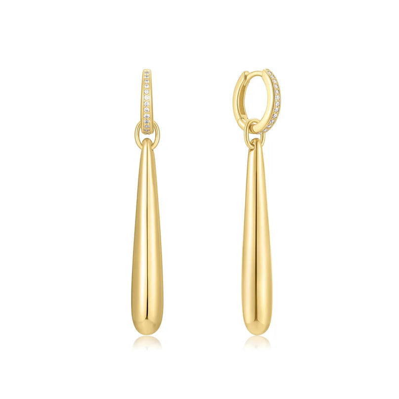 Ania Haie Gold Plated CZ Hoop & Long Droplet Earrings