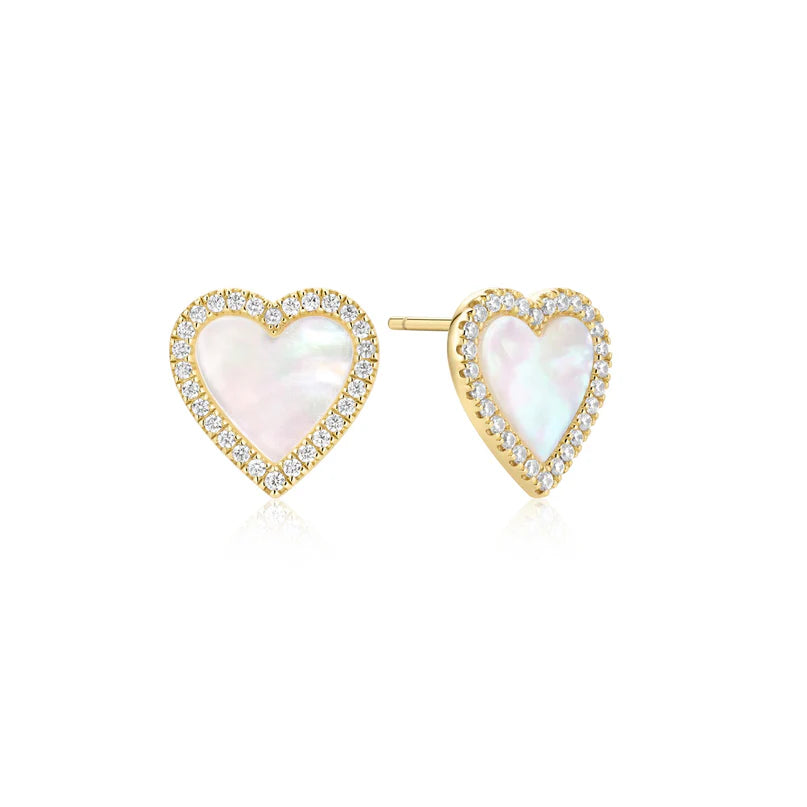 Ania Haie Gold Plated Mother of Pearl & CZ Heart Cluster Stud Earrings