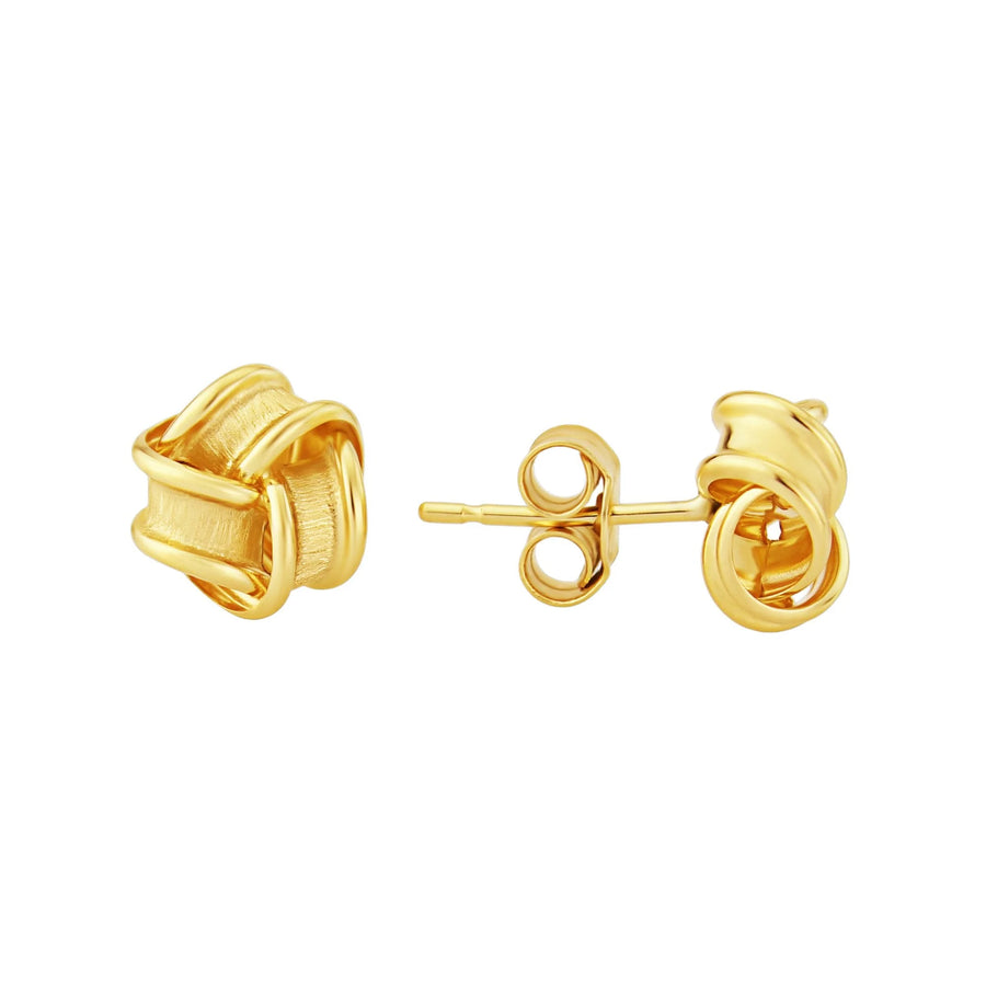 9ct Yellow Gold 'Frosted' Knot Stud Earrings