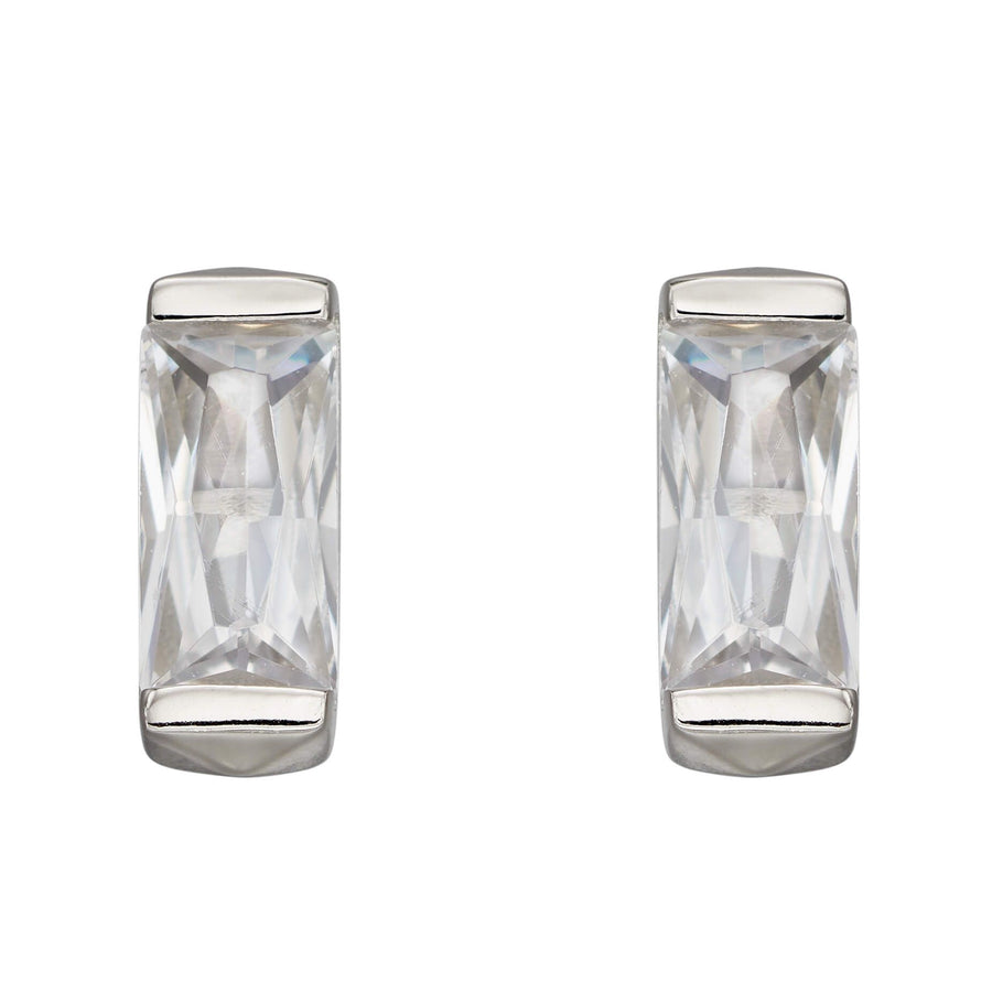 Sterling Silver Baguette CZ Stud Earrings