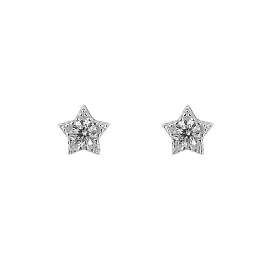 Sterling Silver Mini CZ Star Stud Earrings