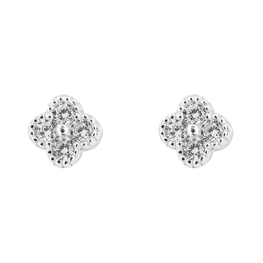 Sterling Silver Small Cluster CZ Stud Earrings