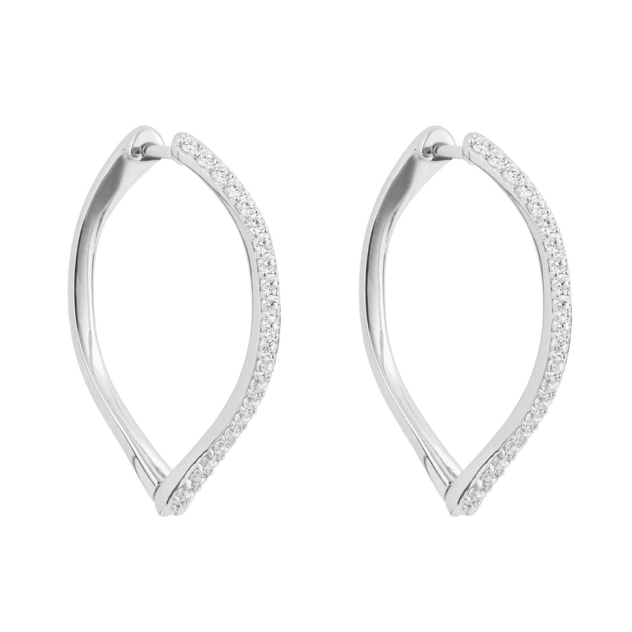 Fiorelli Sterling Silver Navette CZ Hoop Earrings