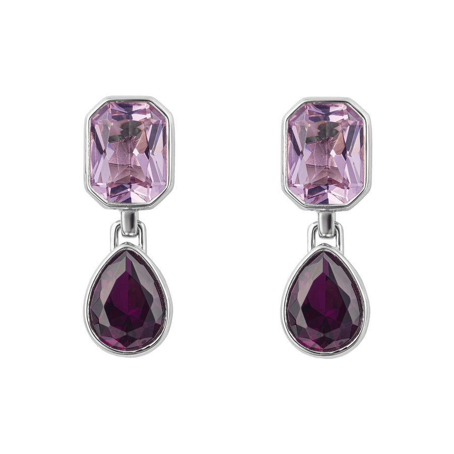 Fiorelli Sterling Silver Pink & Purple Mixed Cut Drop Earrings