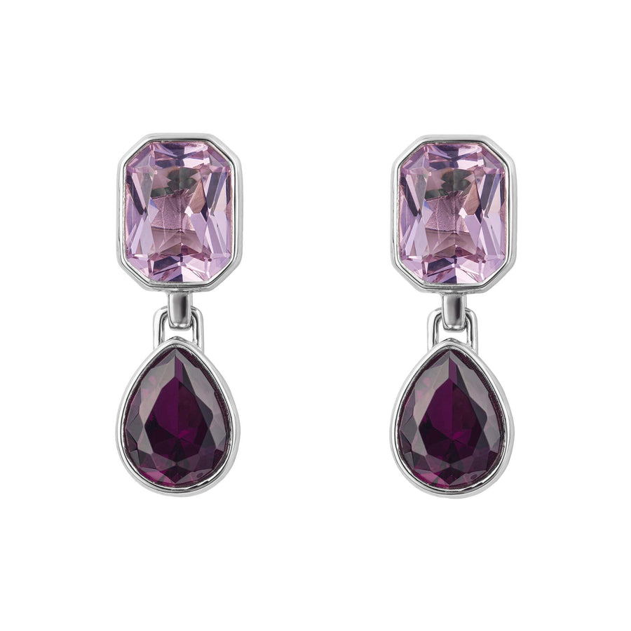 Fiorelli Sterling Silver Pink & Purple Mixed Cut Drop Earrings