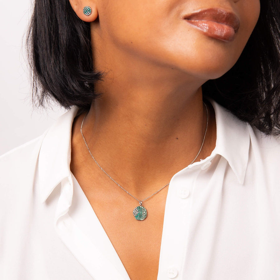Fiorelli Sterling Silver Green CZ Gradient Pendant & Chain