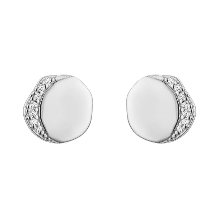 Fiorelli Sterling Silver CZ Organic Disc Stud Earrings