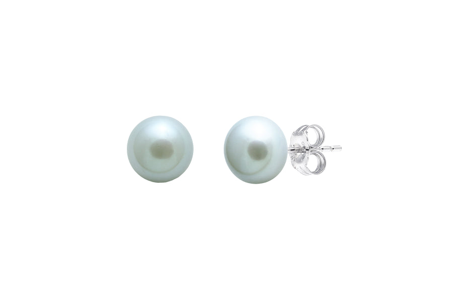 Sterling Silver Grey Freshwater Pearl 'Button' Stud Earrings