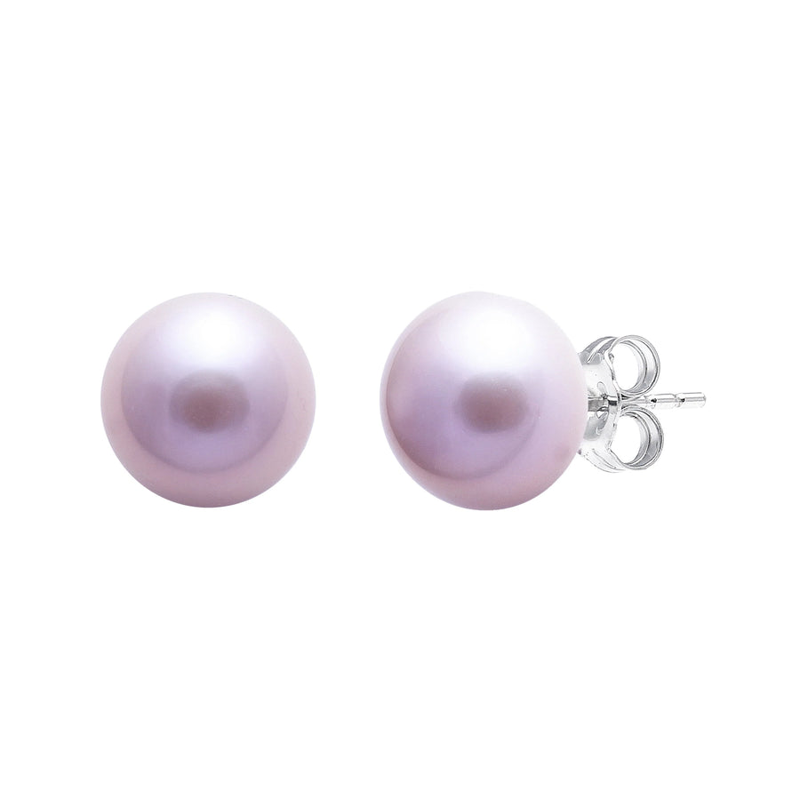 Sterling Silver Pink Freshwater Pearl 'Button' Stud Earrings