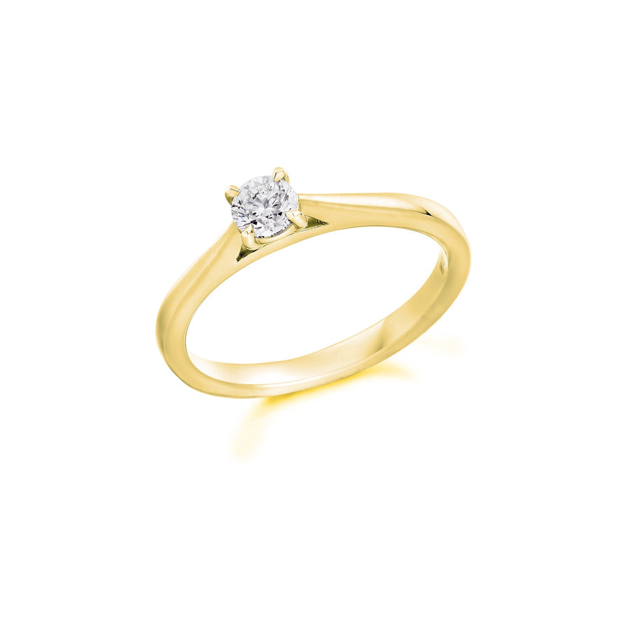 18ct Yellow Gold 0.30ct F SI1 Diamond Solitaire Engagement Ring