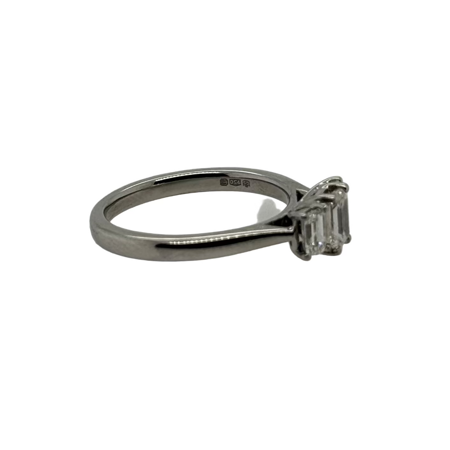 Previously Owned Platinum Emerald Cut Total 0.70ct Diamond Three Stone Ring
